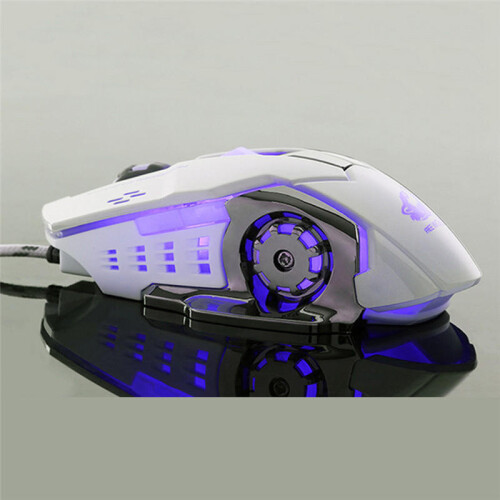 (Black Silver)Wired Optical Gaming Mouse Adjustable Resolution Usb Interface 2