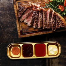 4 StüCk Edelstahl-Saucenschale, Geteilte GewüRz-Sojasauce-Dip-Platte, Ketchup-Dip-Schalen, Silber