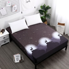 (Deer, 80x200x25cm) Printed Stripes Floral Mattress Protective Cover Dustproof Fitted Sheet Dec Home