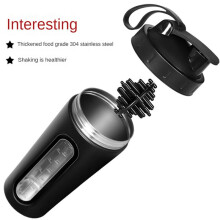 Shaker Bottles for Protein Mixes Stainless Steel Protein Shaker Not Stays Cold/Hot, Visible Window Metal Shaker Cups-B