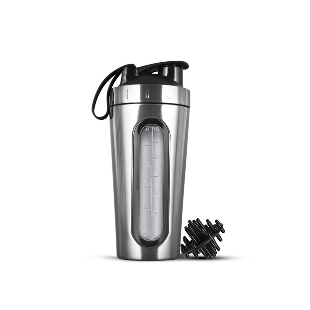 Shaker Bottles for Protein Mixes Stainless Steel Protein Shaker Not Stays Cold/Hot, Visible Window Metal Shaker Cups-A