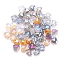 100Pcs Heart Beads Glass Crystal Beads 8mm Spacer Beads Small Heart Shaped Beads for Jewelry Bracelet Making DIY Crafts