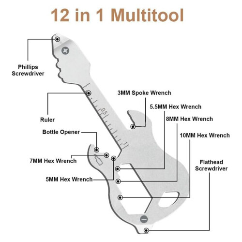 12 in 1 Keychain Multi-Tool,  EDC Tool Gear Bottle Opener Screwdriver for Camping Survival 1