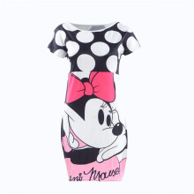 (White, XL) Mouse Theme Mickey Cartoon Character Womens Hip Wrap Dress In Black White And