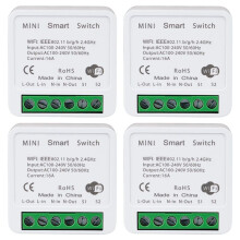4 Stuks WiFi Lichtschakelaar, APP Afstandsbediening, Spraakbediening, DIY-Modus, Timerfunctie, LAN-Bediening, 2-Weg 16A