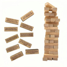 Fragen Tumbling Tower-Spiel, 54 Teile Fragen Tumblin' Tower-Spiel, Holzbrett-Stapelspiel