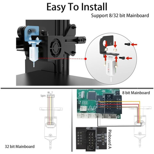 Upgrade BL- Touch V3.2 Auto Bed Leveling Sensor with 4 Brackets BL - Touch Kit for 8 or 32 Bit Motherboard 2