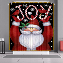 (Joy,180x180cm)Weihnachten Duschvorhang mit Haken Wasserdicht Stoff Badezimmer Weihnachtsmann Xmas Claus