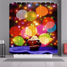 (Purple,180x180cm)Weihnachten Duschvorhang mit Haken Wasserdicht Stoff Badezimmer Weihnachtsmann Xmas Claus