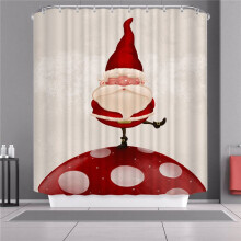 (Santa Claus,180x180cm)Weihnachten Duschvorhang mit Haken Wasserdicht Stoff Badezimmer Weihnachtsmann Xmas Claus