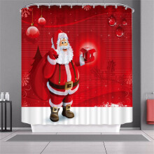 (Gift,180x180cm)Weihnachten Duschvorhang mit Haken Wasserdicht Stoff Badezimmer Weihnachtsmann Xmas Claus