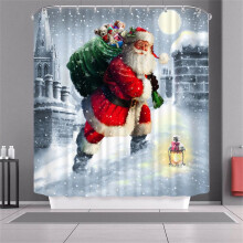 (Gray,180x180cm)Weihnachten Duschvorhang mit Haken Wasserdicht Stoff Badezimmer Weihnachtsmann Xmas Claus