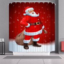 (Red White,180x200cm)Weihnachten Duschvorhang mit Haken Wasserdicht Stoff Badezimmer Weihnachtsmann Xmas Claus