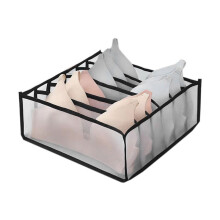 Organisateur de Rangement pour Sous-VĂŞTements, Soutien-Gorge, Chaussettes, Tiroir Pliable et Lavable pour VĂŞTements (Noir-6 Grilles)