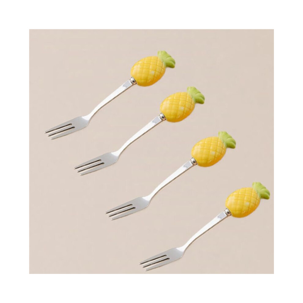 Cute Ceramic Jar Fruit fork Set 304 Stainless Steel Cake fork Home Party Dessert fork Cute Storage Jar Child Tableware B