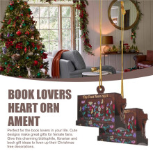 2PCS Books Stacked Ornament,Book Lovers Heart Ornament,Album Books Ornaments,Stack of Tomes Ornament for Readers