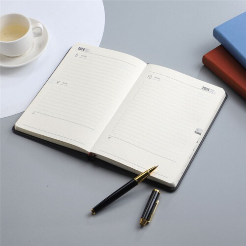 2024 A5 English Schedule Planner Elastic Band Notebook Strap Book Notebook 2
