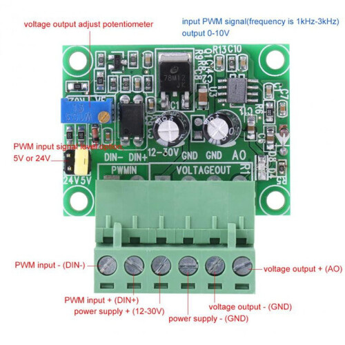 1-3KHZ PWM 0-10V Signal to Voltage Converter Module Digital Analog Board Voltage Converter Conversion Tools 2