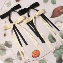 4Pcs Hair Clips for Women Ribbon Bowknot with Long Tail, Clip Girl, Solid Accessories Barrettes Claw Bow