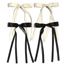 4 Fermagli per Capelli per Donna, Fiocco in Nastro con Coda Lunga, Clip per Ragazza, Accessori Solidi, Mollette, Fiocco Ad Artiglio