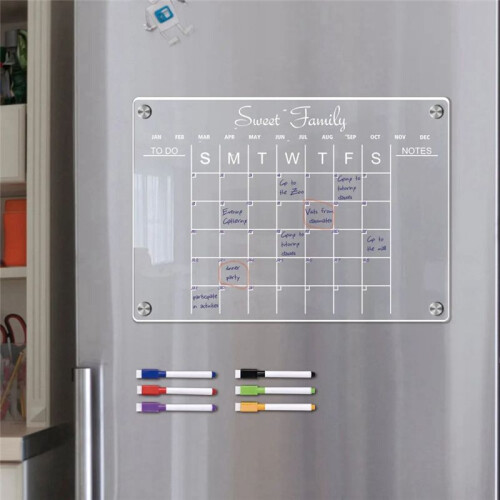 Planner Weekly Clear Magnetic Calendar Board Weekly Plan Notepad Magnetic Refrigerator Sticker, L-WEEK 1
