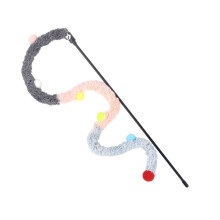 5Pcs Cat Toys Feather Cat Teaser Wand Cat Interactive Toys Funny  Colorful Rod Cat Wand Toy,Gray &