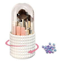 Makeup Brush Holder, Dustproof and Waterproof Makeup Storage - 360 Degree Rotatable Cosmetic Makeup Brush Organizer