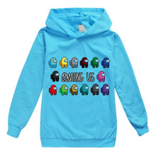 (Light Blue,120cm/5-6 years)Kids Boys Girls Hoodies Among Us Game Pattern Hoody Coat Tops Age 314yrs