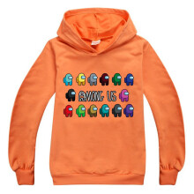 (Orange,120cm/5-6 years)Kids Boys Girls Hoodies Among Us Game Pattern Hoody Coat Tops Age 314yrs