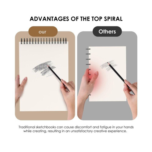 Material de Arte Bloco de Livro de EsboçO com EncadernaçãO em Espiral Superior de 9 X 12 Polegadas, 100 Folhas Cada, Bloco de Desenho de Desenho 2