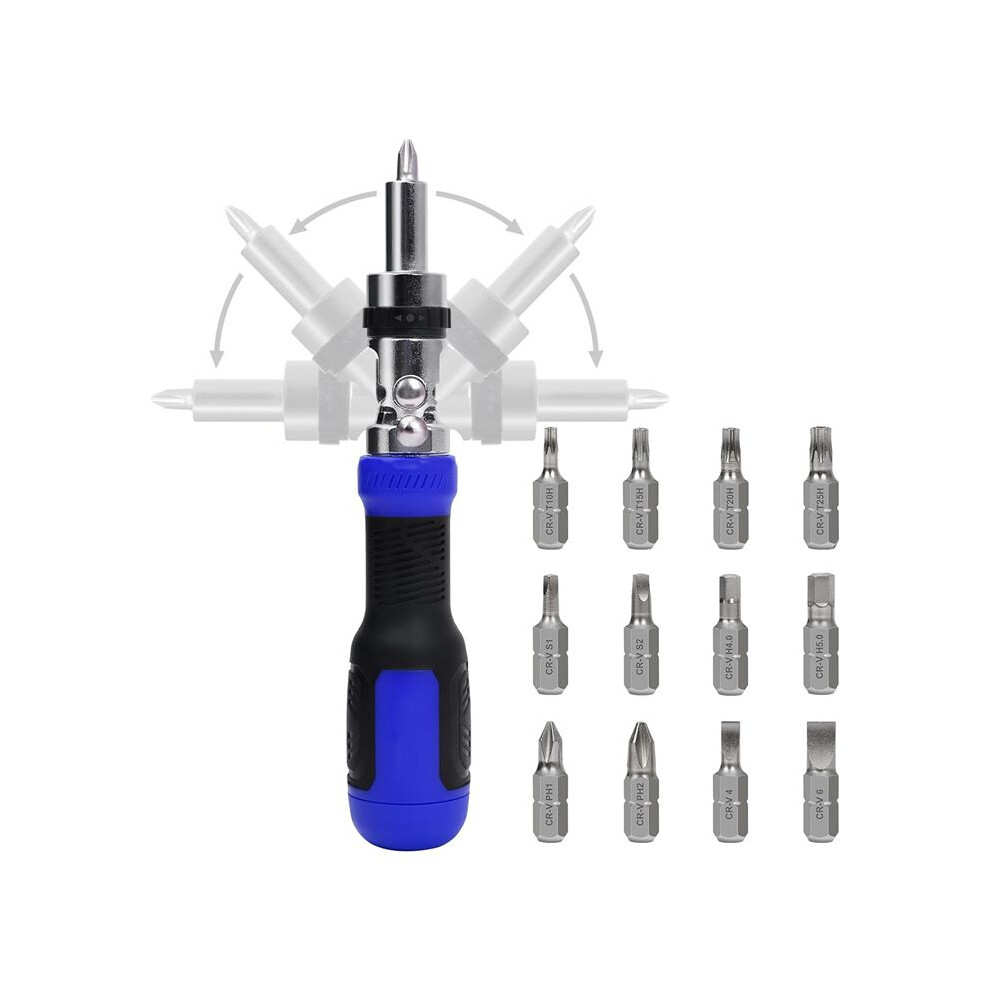 Ratchet Screwdriver 13-In-1 Multi Screwdriver Tool All In One Ratcheting Screwdriver ,180 Degree Pivoting Adjustable 4713140868022