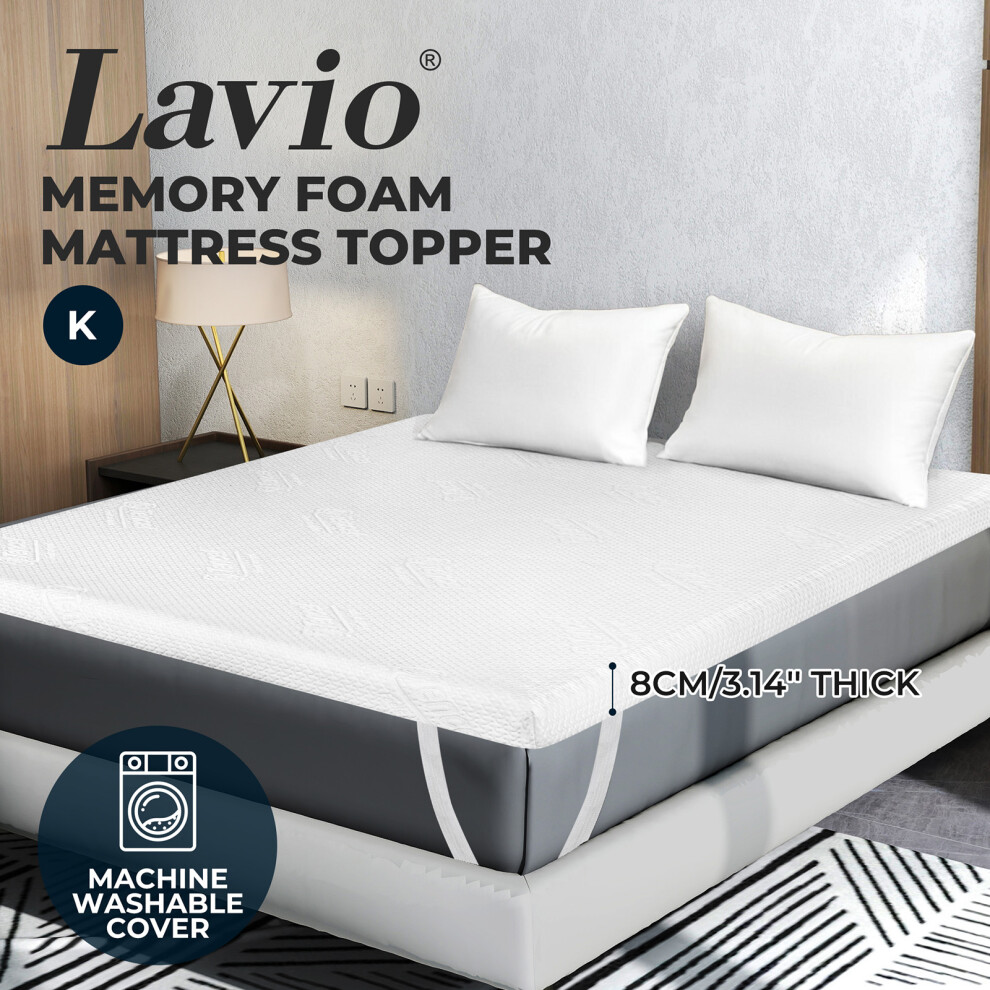 Lavio Memory Foam Mattress Topper King Bamboo Charcoal