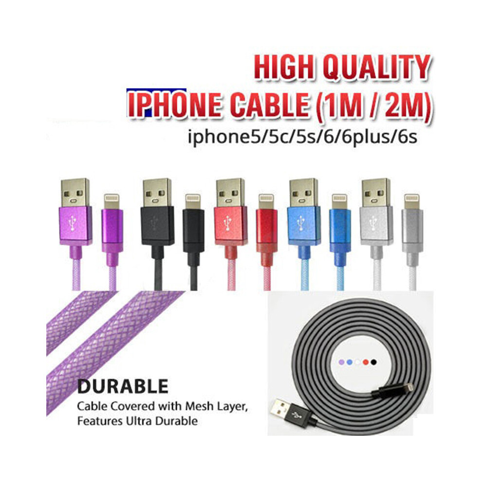 Lighting Braided Usb Charge Cable Sync For Ios Cord Black 694101360356
