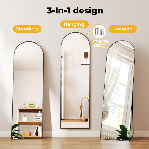 Levede 165x60cm Arched Full Length Mirror Black 2