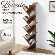 Levede 8-Tier Wooden Tree Bookshelf Display