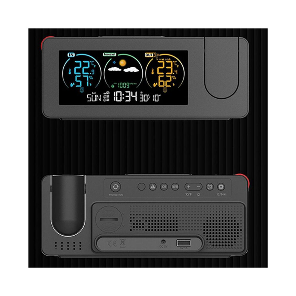 Electronic Projection Weather Station Thermometer Outdoor/Indoor Weather Forecast Temperature And Humidity Digital 4713004786622