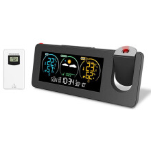 Elektronische Projectieweerstationthermometer Weersverwachting voor Buiten/Binnen, Temperatuur en Vochtigheid Digitaal