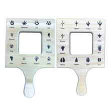 Nature Guide Finder Toddler Wooden Handheld Toy Double-Sided Board Outdoor Plant Children-A