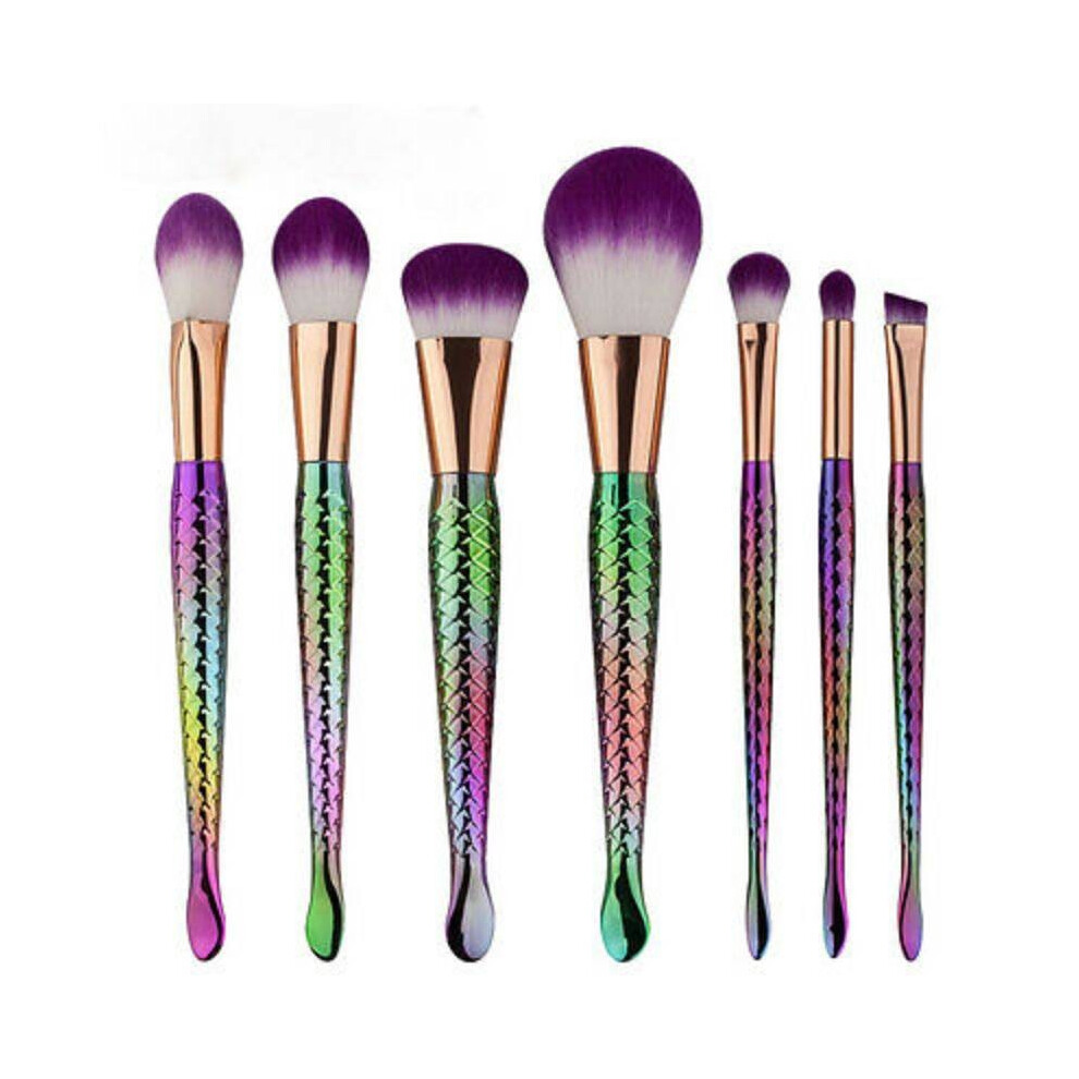 (7PCS Multicolor) Up Make Mermaid Brushes Set Foundation Eyebrow Eyeliner Blush Tool Cosmetic