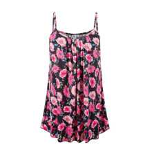 (Blackflower,XL)Womens Summer Strappy Tops Cami Dress Ladies Beach Sleeveless Floral Dress Vest