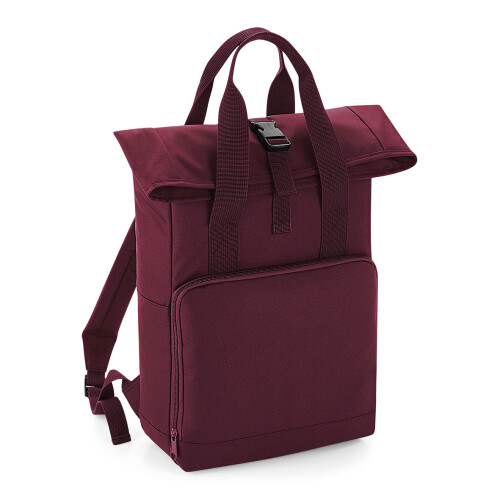 BagBase (One Size, Burgundy) BagBase Twin Handle Roll-Top Backpack
