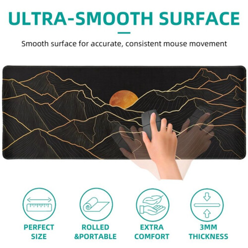 Mouse Pad Gaming Mouse Pad Desk Pad Long Computer Keyboard Mouse Mat Mousepad with Non-Slip Base and Stitched 2