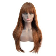 WIND FLYING 24 Pouces Perruque SynthéTique Brun Rougeâtre Longue Vague D'Eau Perruque Cosplay Perruque avec Frange pour Femmes Filles Perruques