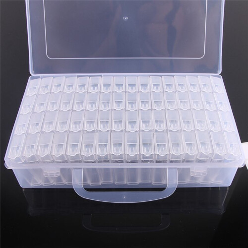 64 Grids Diamond Paint Storage Box Portable Seed Bead Organizer Case DIY Nail Art Plastic Container 2