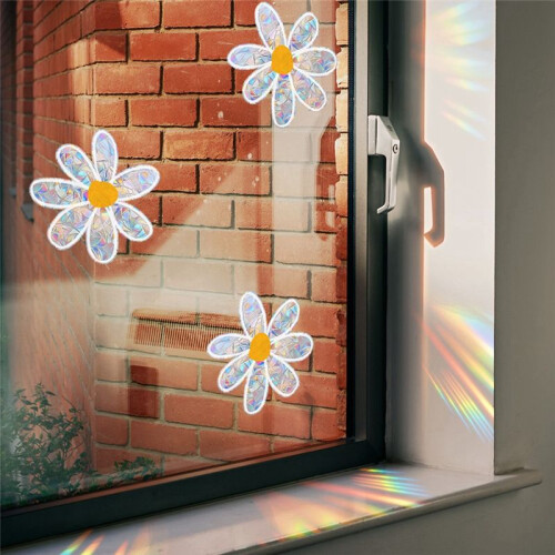 Wall Sticker PVC Electrostatic Glass Sticker for Window Suncatcher Rainbow Prisms Decal-Daisy 1