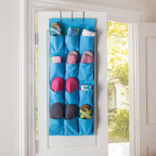 (Blue)12 Pockets Door Behind Storage Hanging Bag Wardrobe Home Wall Save Shoe Space