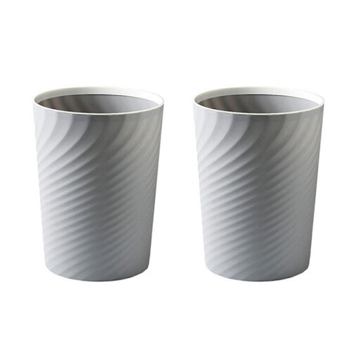 Plastic Small Trash Can Wastebasket, Garbage Container Basket for Bathrooms, Kitchens, Offices, Dorms, (Grey)