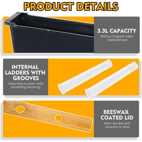 2Pack 4L Beehive Feeder Beehive Frame Feeder Deep Frame Water Feeder for Beekeeping Bee Feeding Tools 2