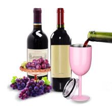 1PCS Insulated  Wine Glasses Double Wall Food Grade Stainless Steel Travel Wine Cup with Leak Proof Lid for Adult