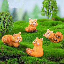 Miniature Small Raccoon Figurines 1 Inch Cartoon  Red Panda Figures Set Cute Resin Animal Cake Toppers